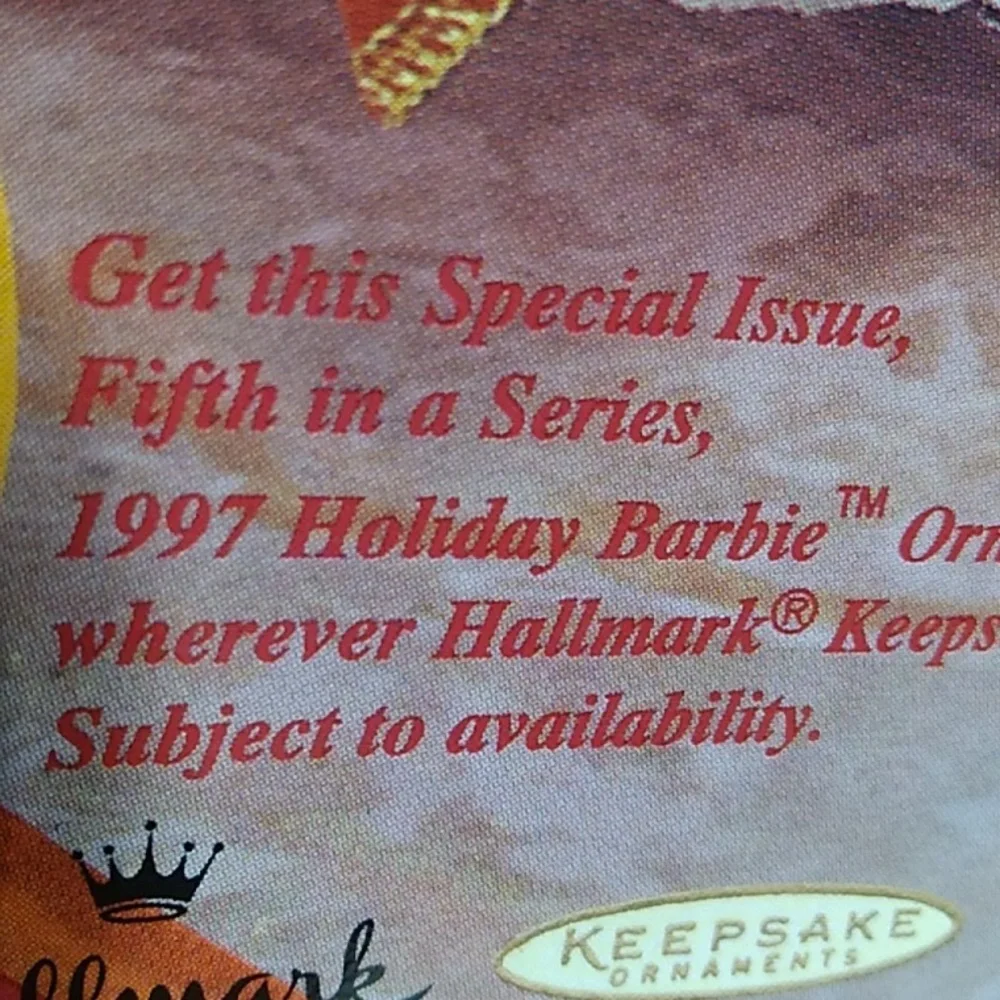 SALE! Mattel Vintage 1997 Happy Holidays Barbie Collectors Item W/Stand (B-6) - Picture 12 of 15